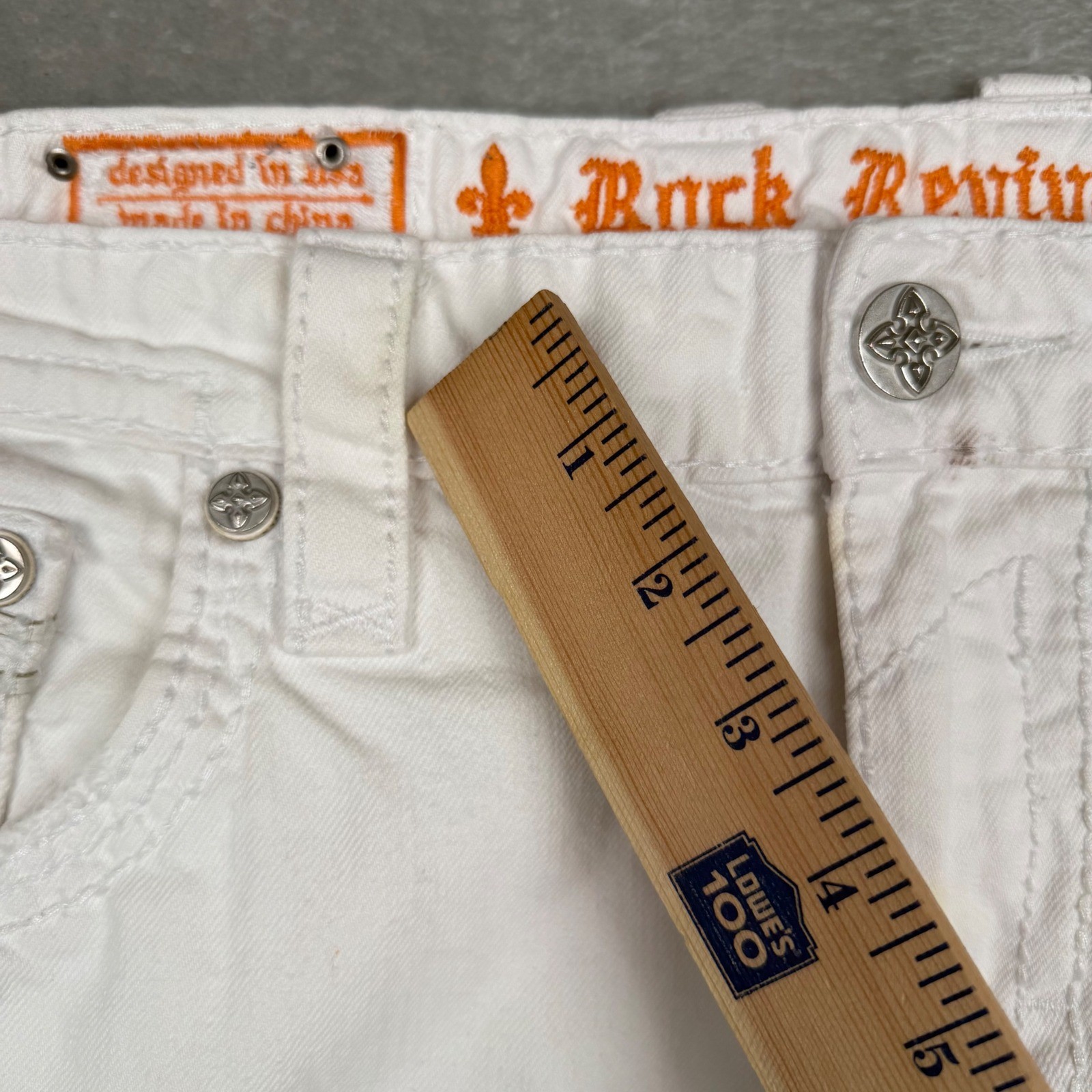 Rock Revival Rupert TA1 Mens 38 White Distressed Studded Straight Jeans