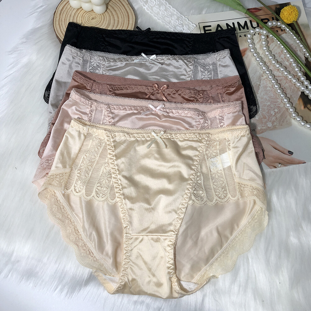 5 Pcs Women Girls Sexy Satin Panties French Fashion Underwear Briefs Lingeries