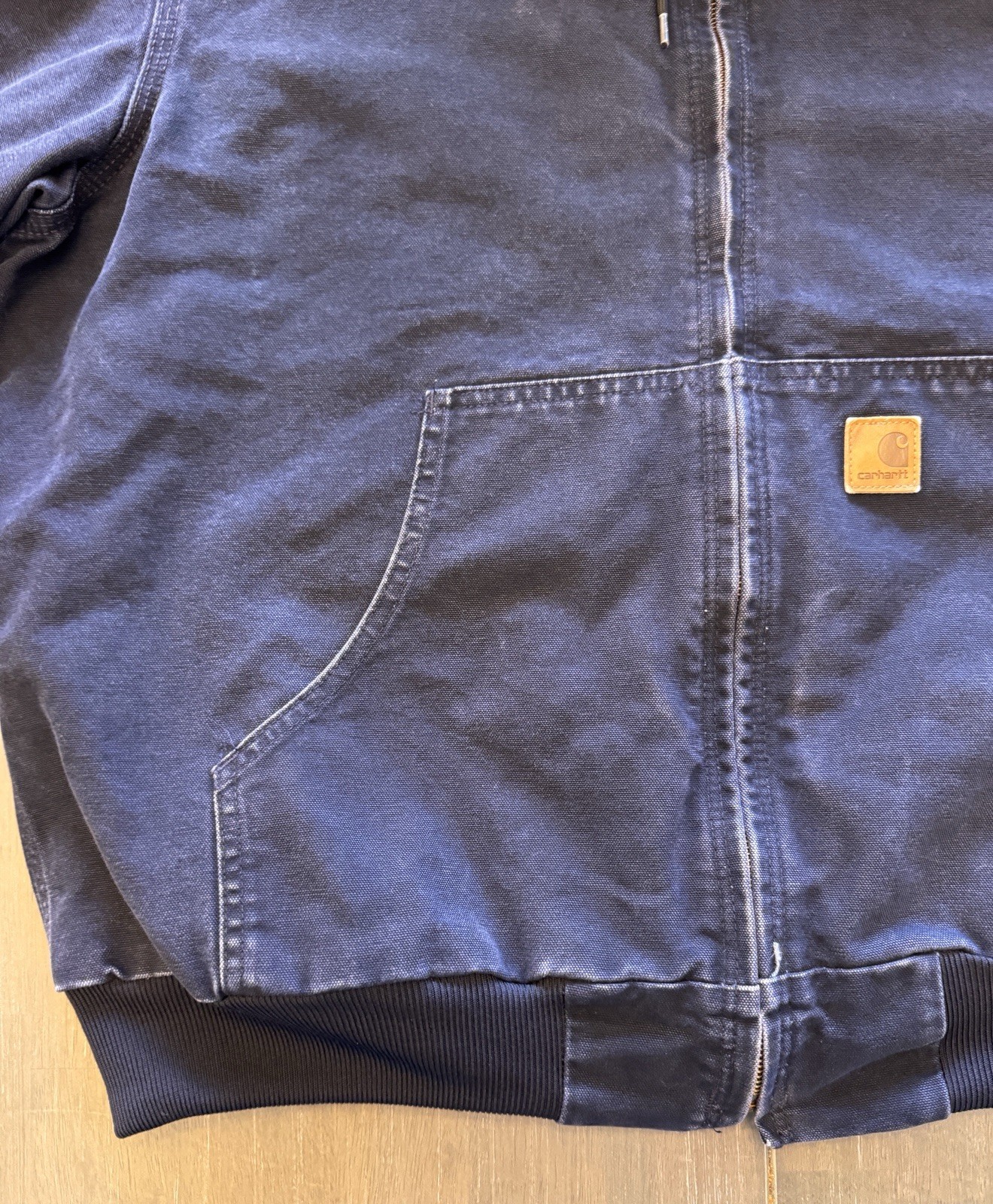 VTG Carhartt Jacket Mens XL Blue J25 Sandstone Gorpcore Workwear Hoodie Full Zip
