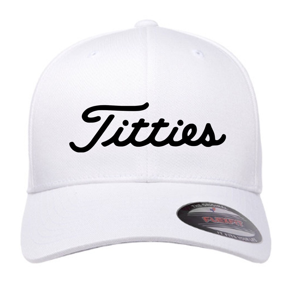 Titties Embroidered Logo FlexFit Hat Golf Hat Funny Adult Dad’s Golf TTs Gift