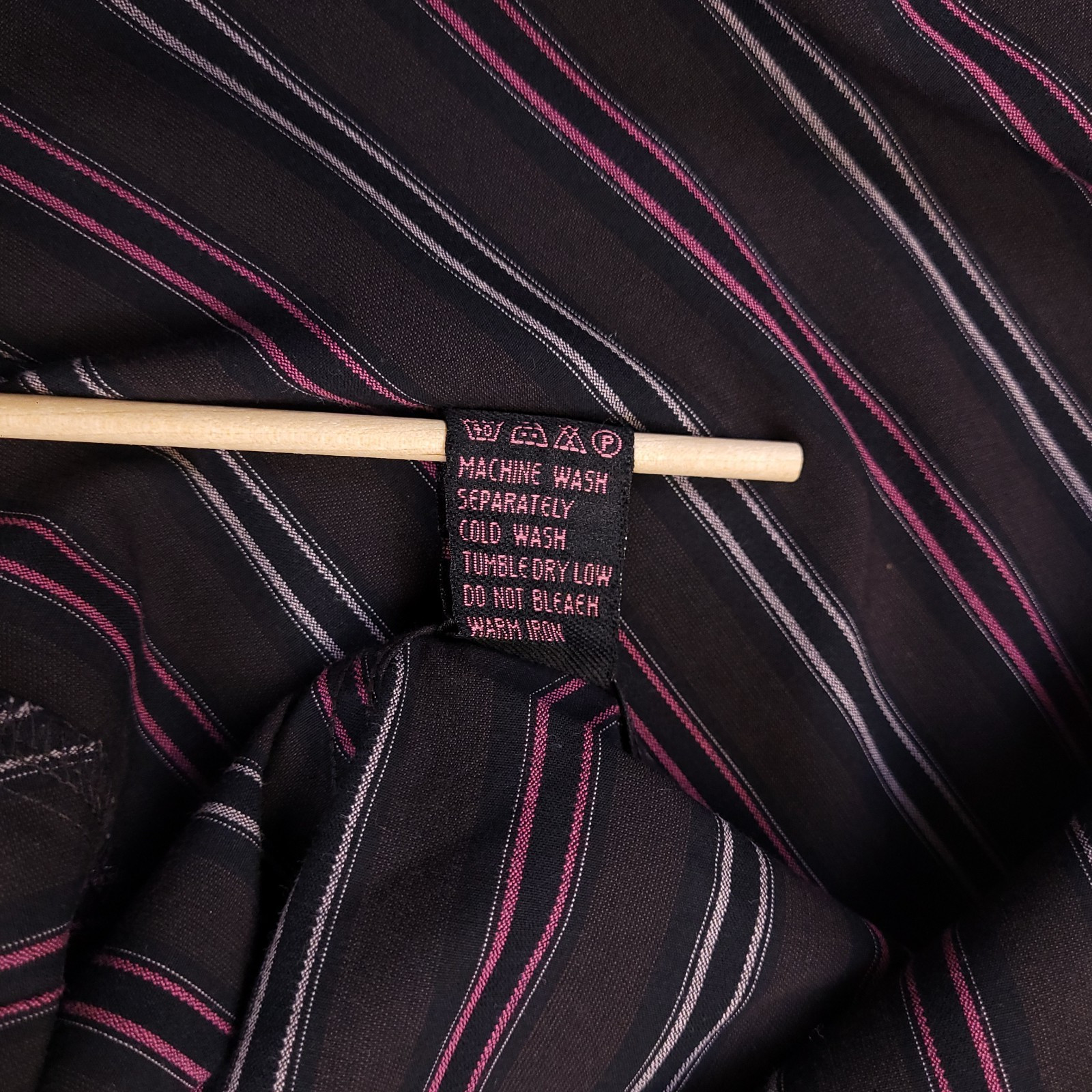 7D 7 Diamonds Shirt Mens 2XL Chocolate Brown Striped Cotton Spread Collar