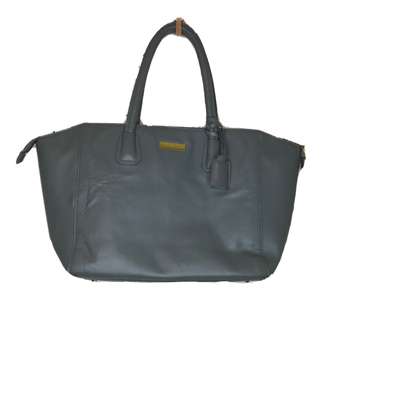 JOY & IMAN City Satchel Tote Bag Purse Gray Genuine Leather “Best Friend” Zipper