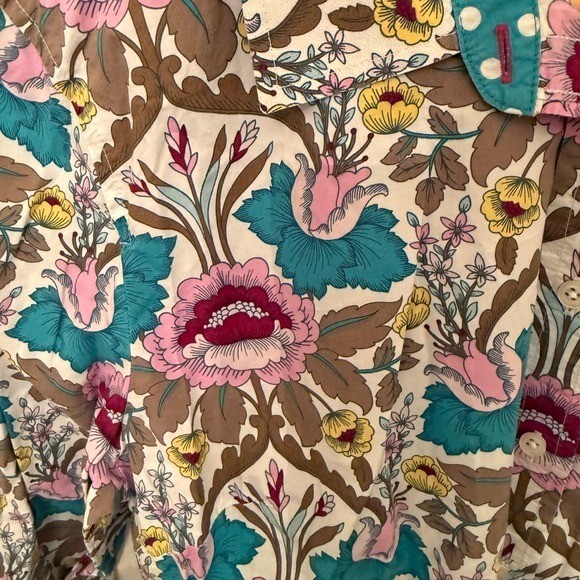 Talbots Button Down Shirt Womens L Multi Color Excellent Floral Paisley Dot Trim
