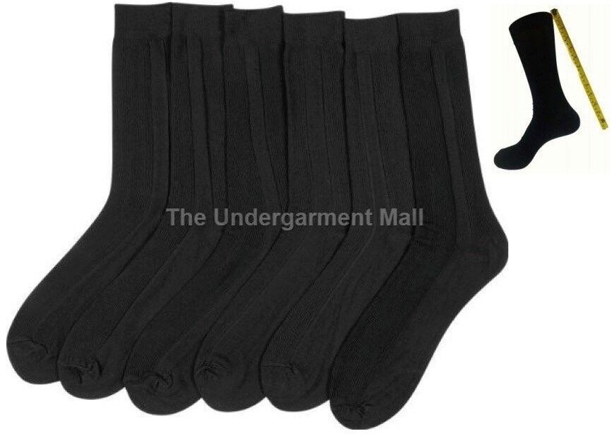 Mens Black Ribbed Dress Socks 6 Pairs Lot Size 9-11 10-13 Casual Nylon Socks