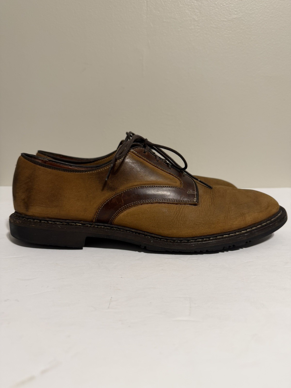 Allen Edmonds Berkshire Men’s Tan Suede Brown Leather Saddle Oxford Size 12 D