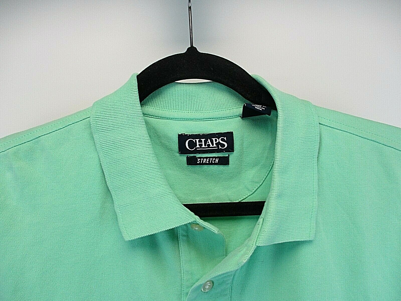 Chaps Polo Shirt Men’s Large Green with Logo Short Sleeve Stretch