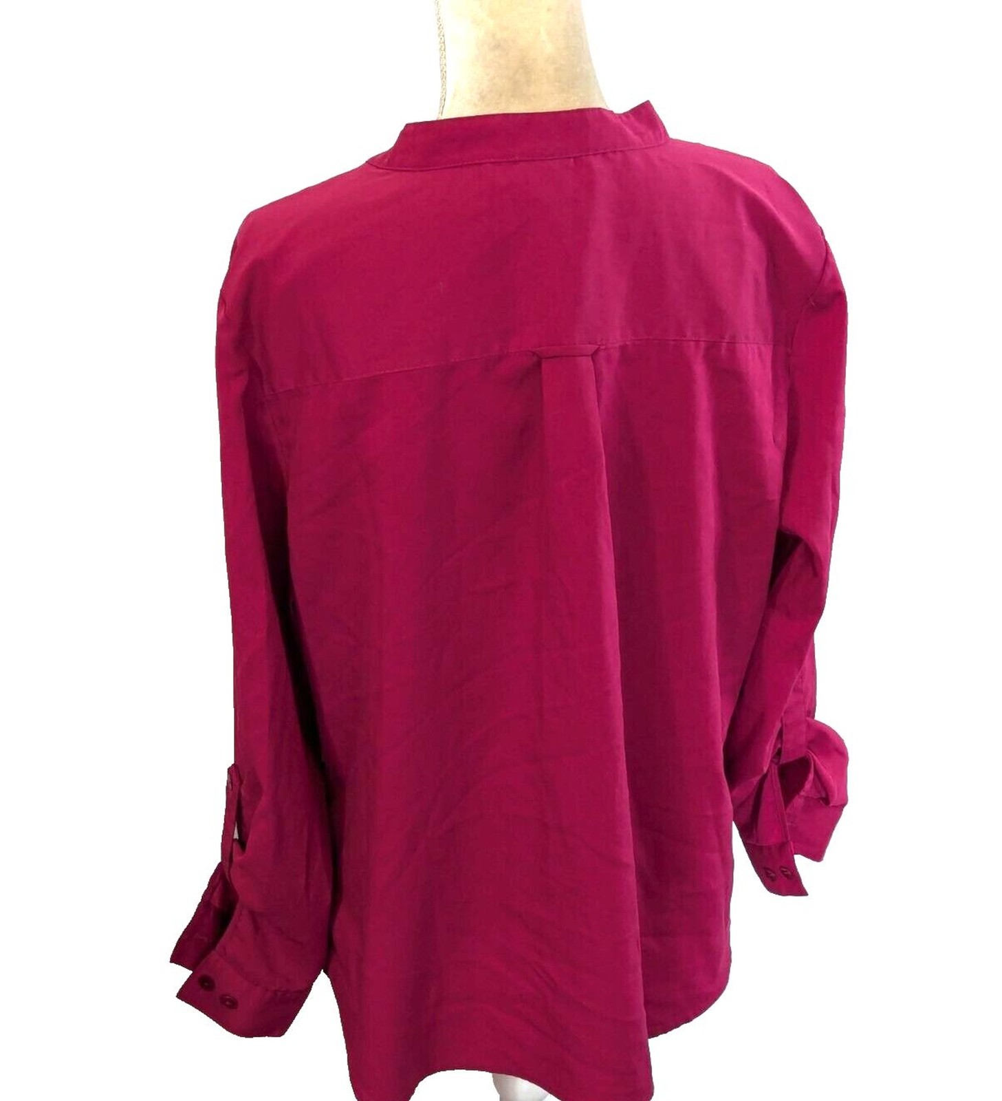 Covington raspberry blouse long sleeve XL career polyester spandex