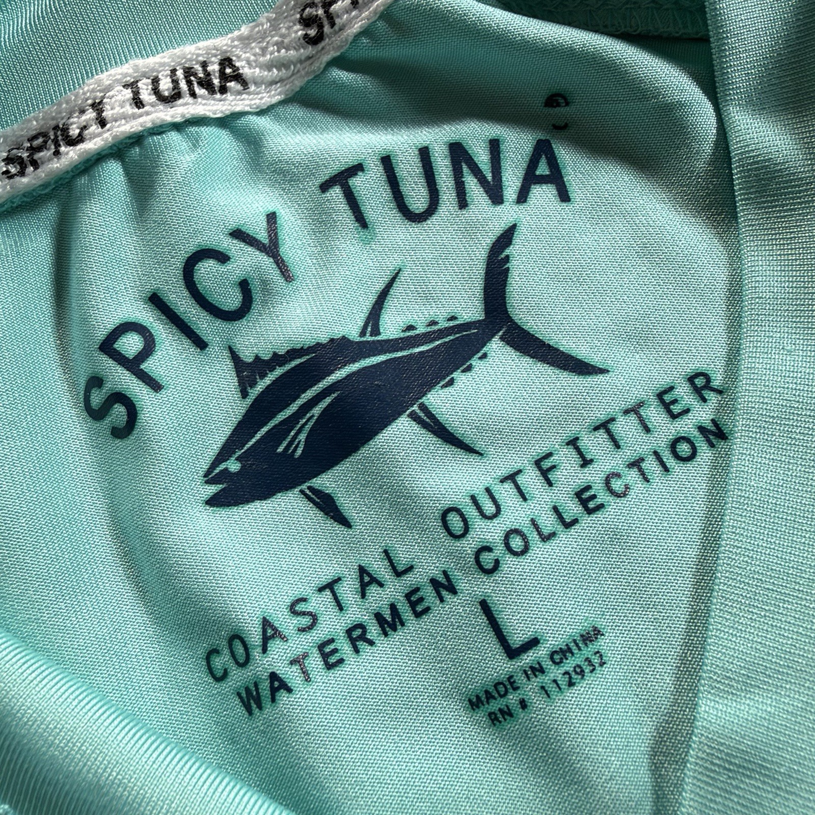 Spicy Tuna Shirt Mens Large Fishing UV Protection Mahi Mahi Beach Vacation