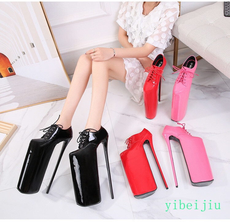 Womens High Heel Platform Shiny Leather Stage Shoes Cross Dresser Nightclub Sexy