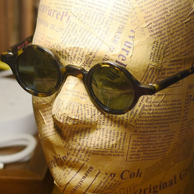 Round John Lennon sunglasses men tortoise glasses green glass sunglasses SMALL