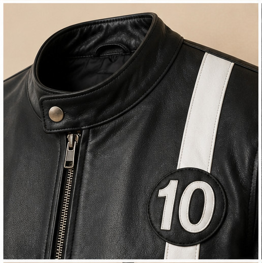 Ben 10 Inspired Mens Black Leather Biker Jacket Handmade Premium Bomber Jacket
