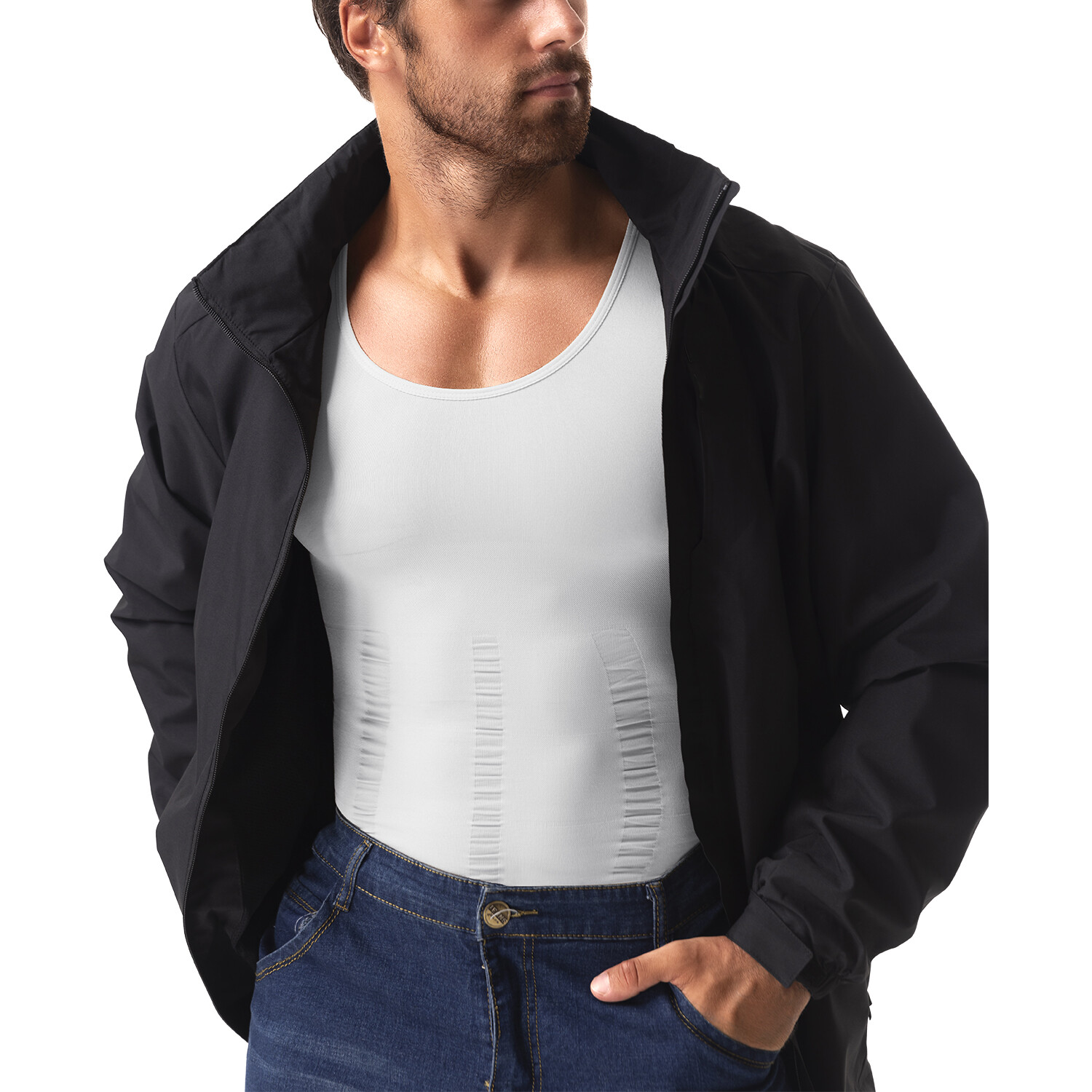 2/1PCS Mens Body Shaper Slimming Tummy Vest Compression Shirt Tank Top Shapewear