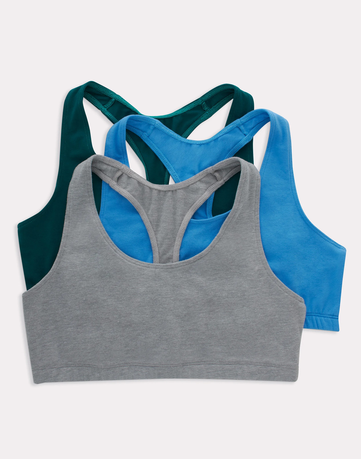 Hanes Women’s Cotton Racerback Sports Bralette, Low Impact, 3-Pack