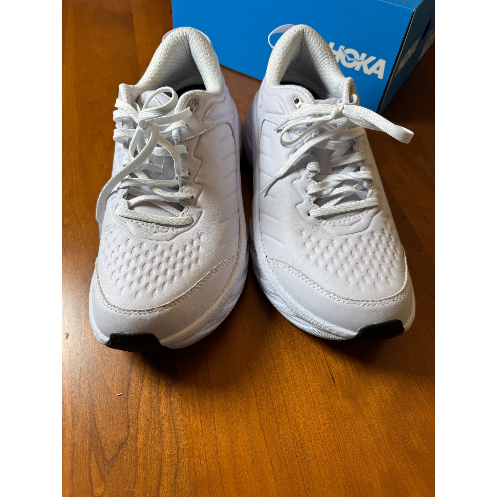 Hoka One One Bondi SR Mens White Leather Slip Resistant Walking Shoes Sneaker