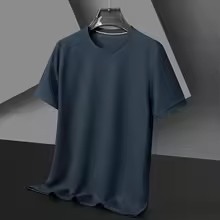 New Summer Waffle Round Neck Short Sleeved T-shirt for Men’s Short Sleeved Top