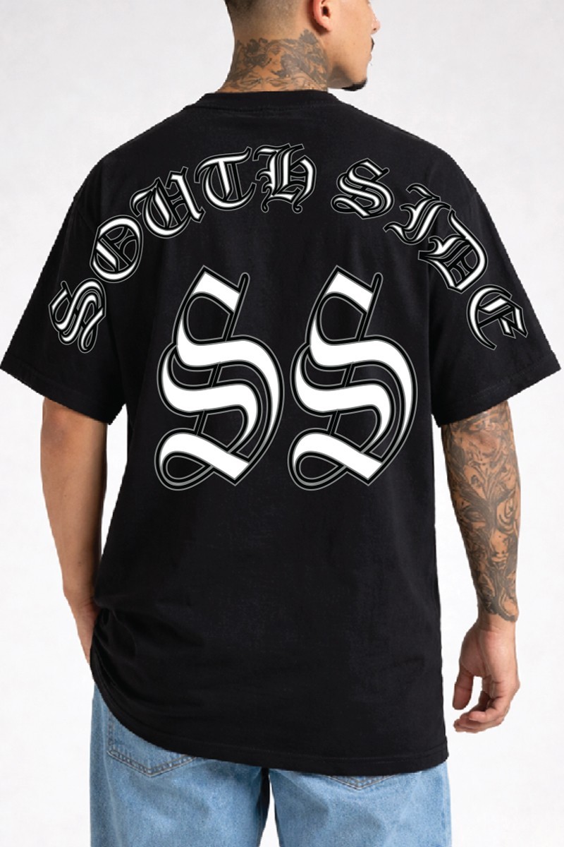 Mens 7.5 oz Heavy Weight SOUTH SIDE Print Tshirt Chicano Latino Firme Graphic