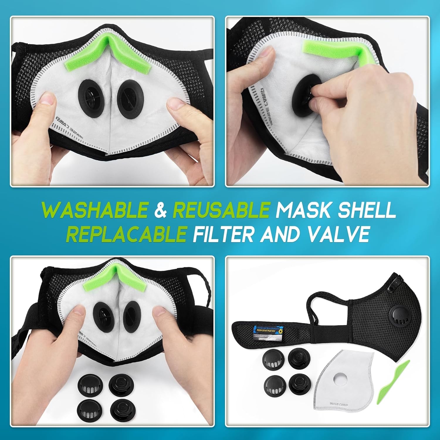 Half Face Cover Respirator Dust Mask Anti Air Pollution Reusable With Filters
