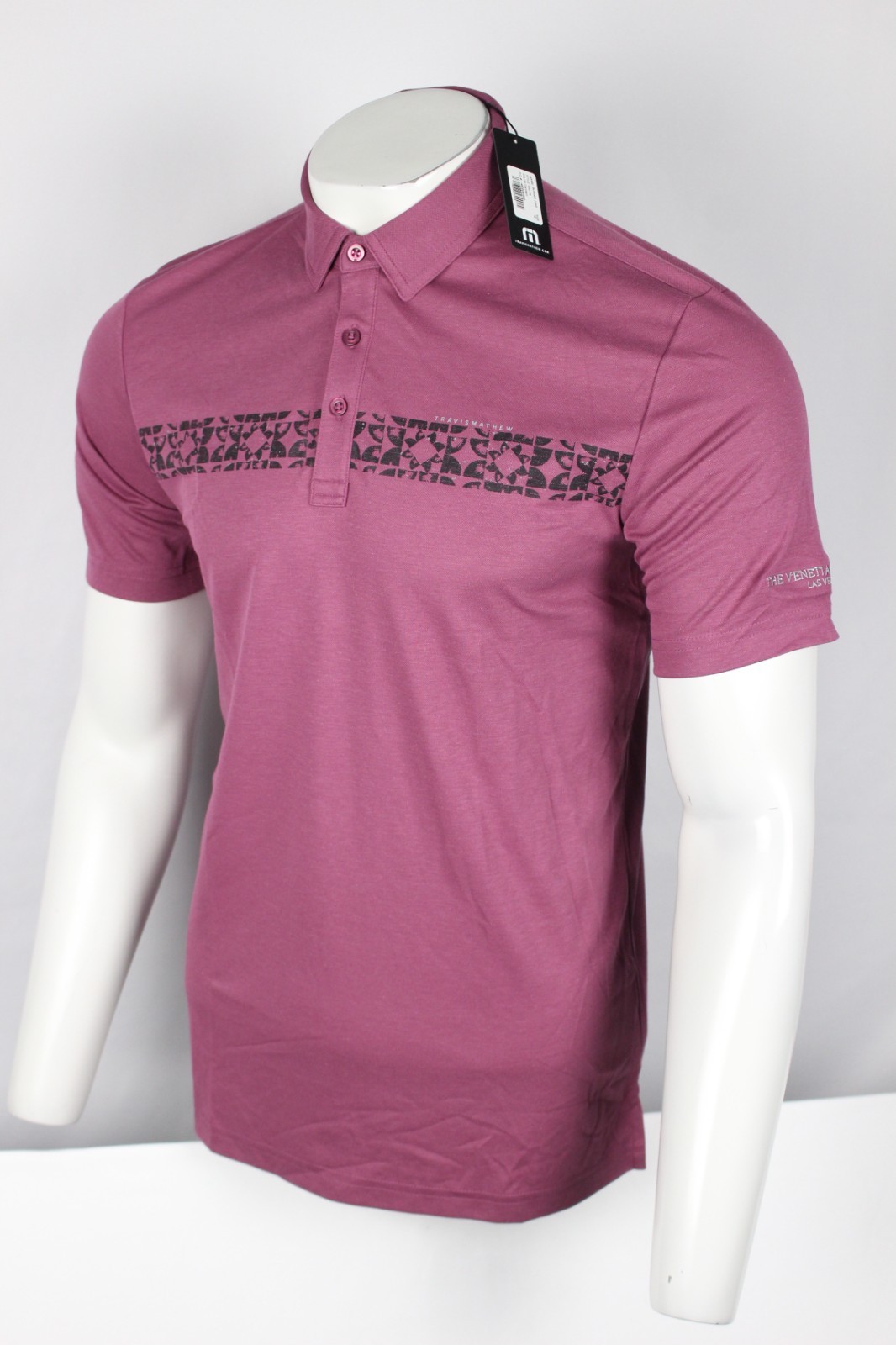 Travis Mathew Men’s Bungee Jump Polo Short Sleeve Venetian Resort Vegas Damson