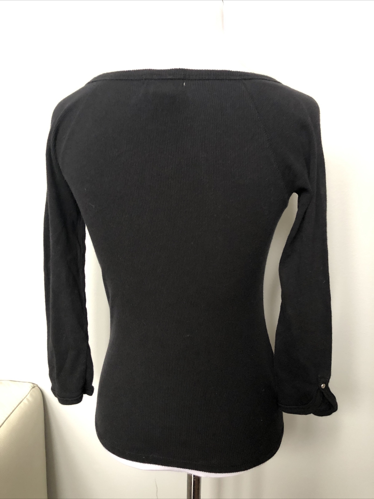 Low cut Black Rhinestome Diamond Accent Blouse X Small