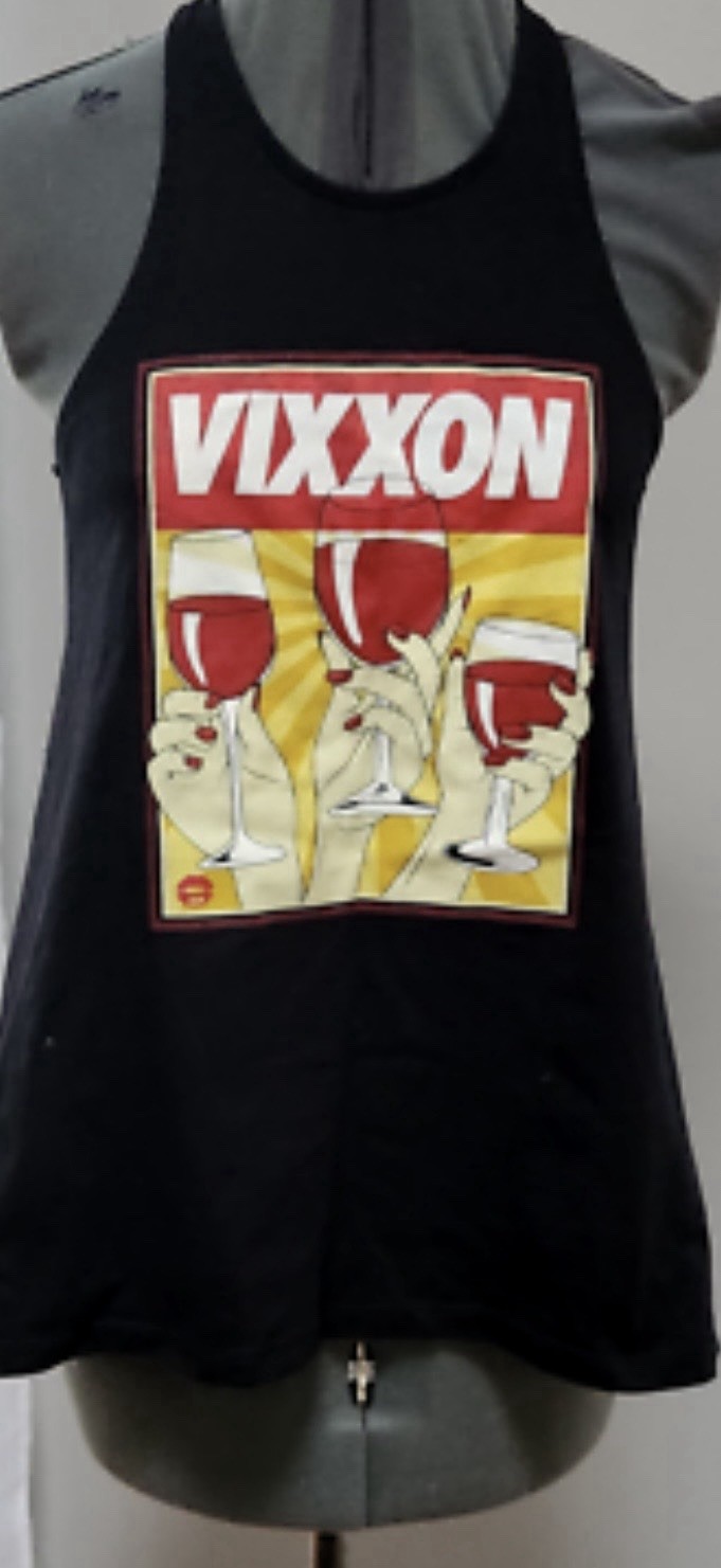 VIXXON Black Graphic Print Racerback Tank Top Scoop Neck Sleeveless XL