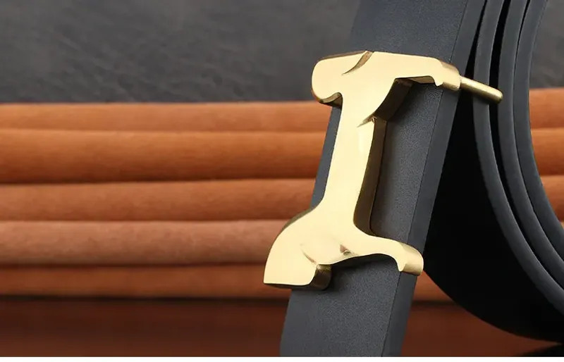 Grade Stainless steel horse 3.8cm wide slide buckle men belts High genuine.