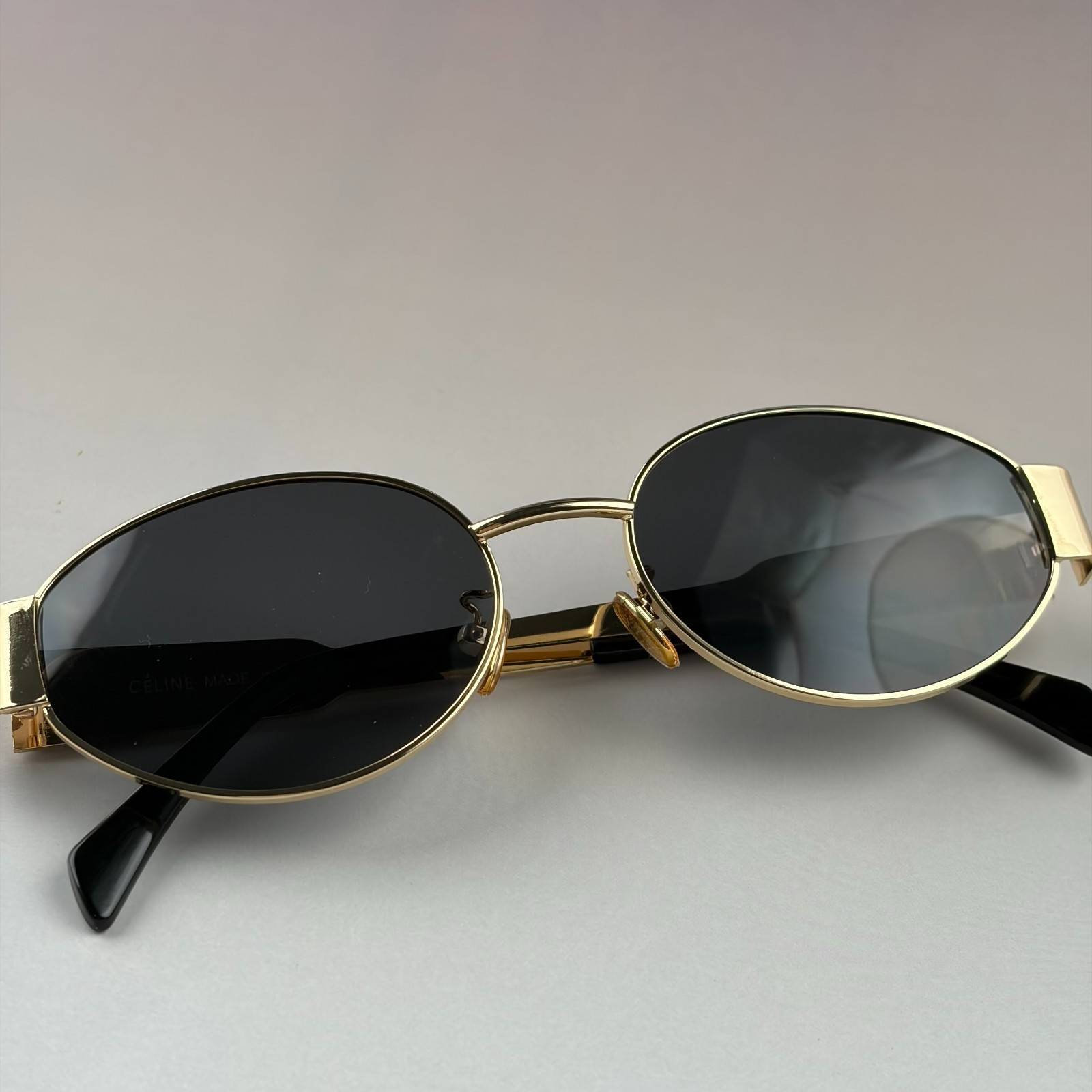 New In Box – Celine Women Men Sunglasses Triomphe Gold Metal Oval Frame Driving