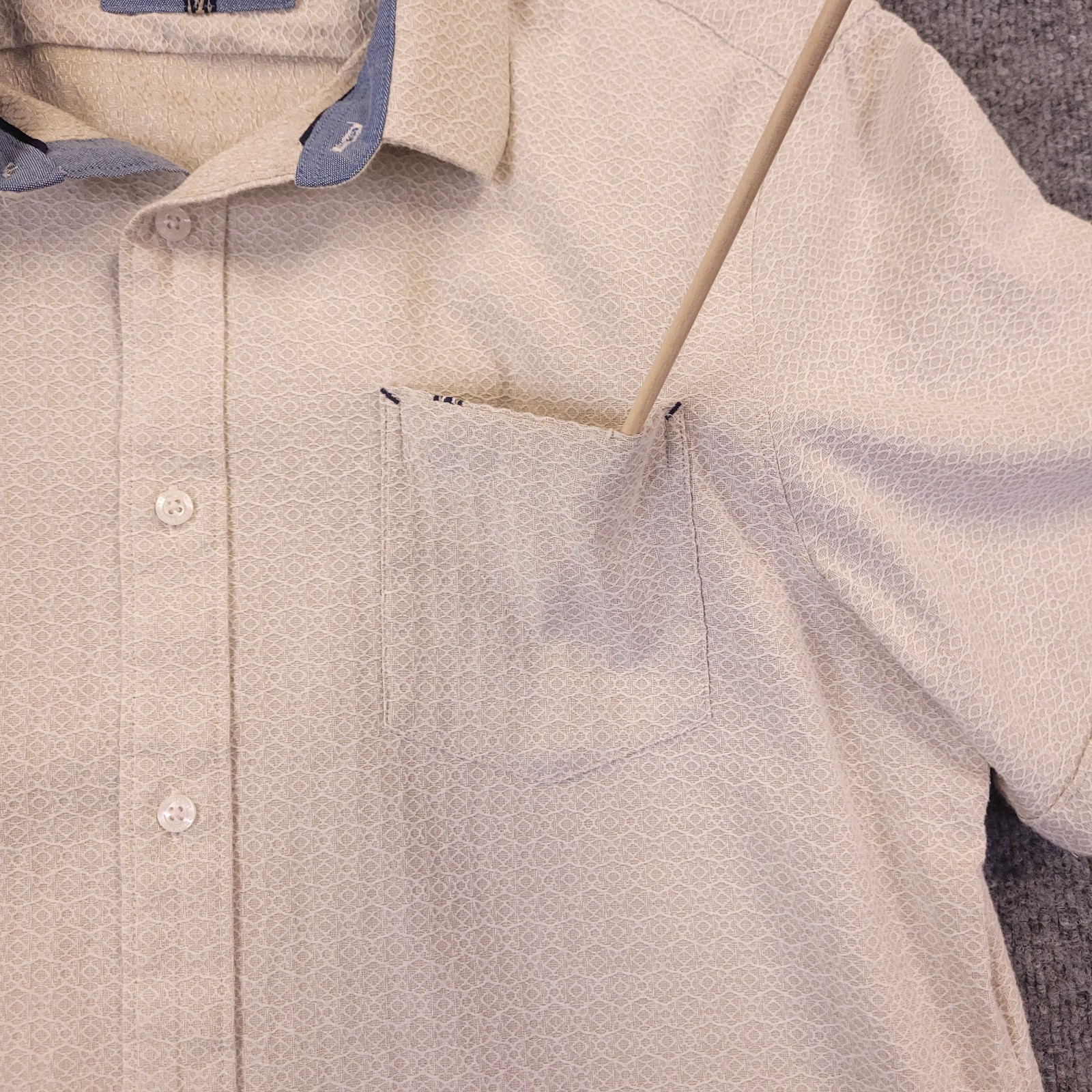 7D 7 Diamonds Zenith Jacquard Stretch Woven Shirt Mens XL Beige Peach Tone