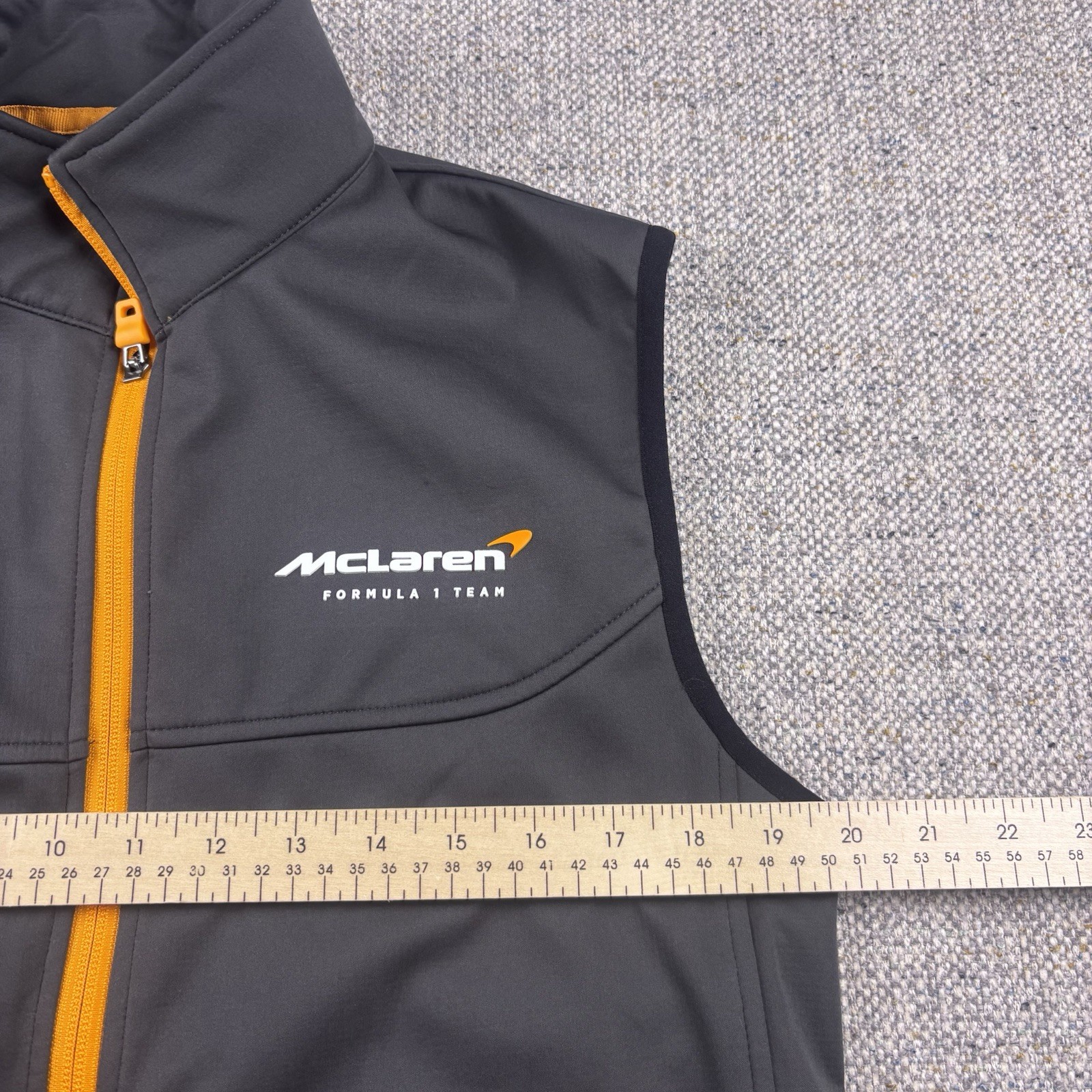 McLaren Formula 1 Team Mens Softshell Vest Charcoal Grey Orange Hilton Sz S