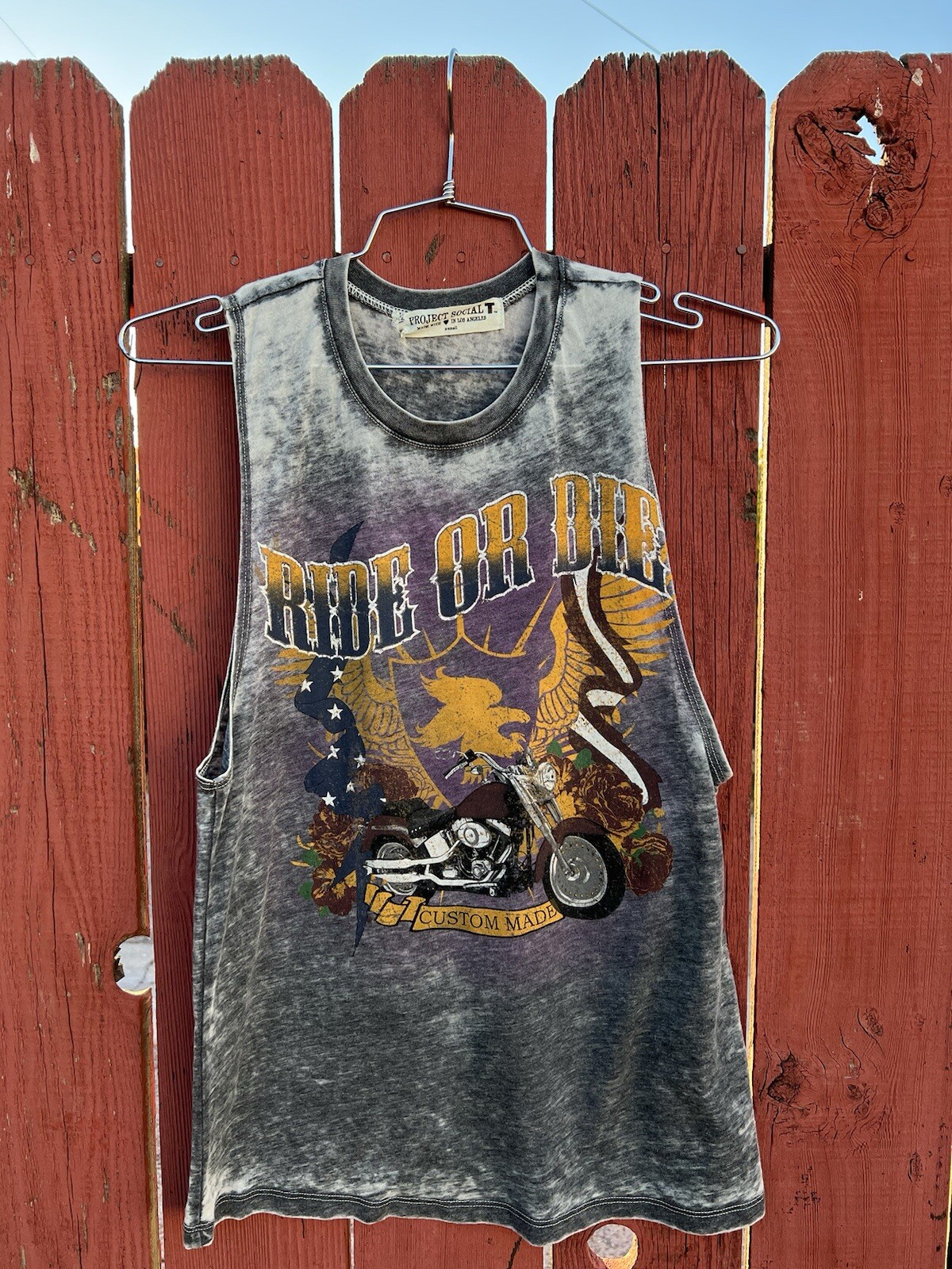 Urban Outfitters Project Social T Tank Top Biker Soft Thin Ride Or Die Vintage