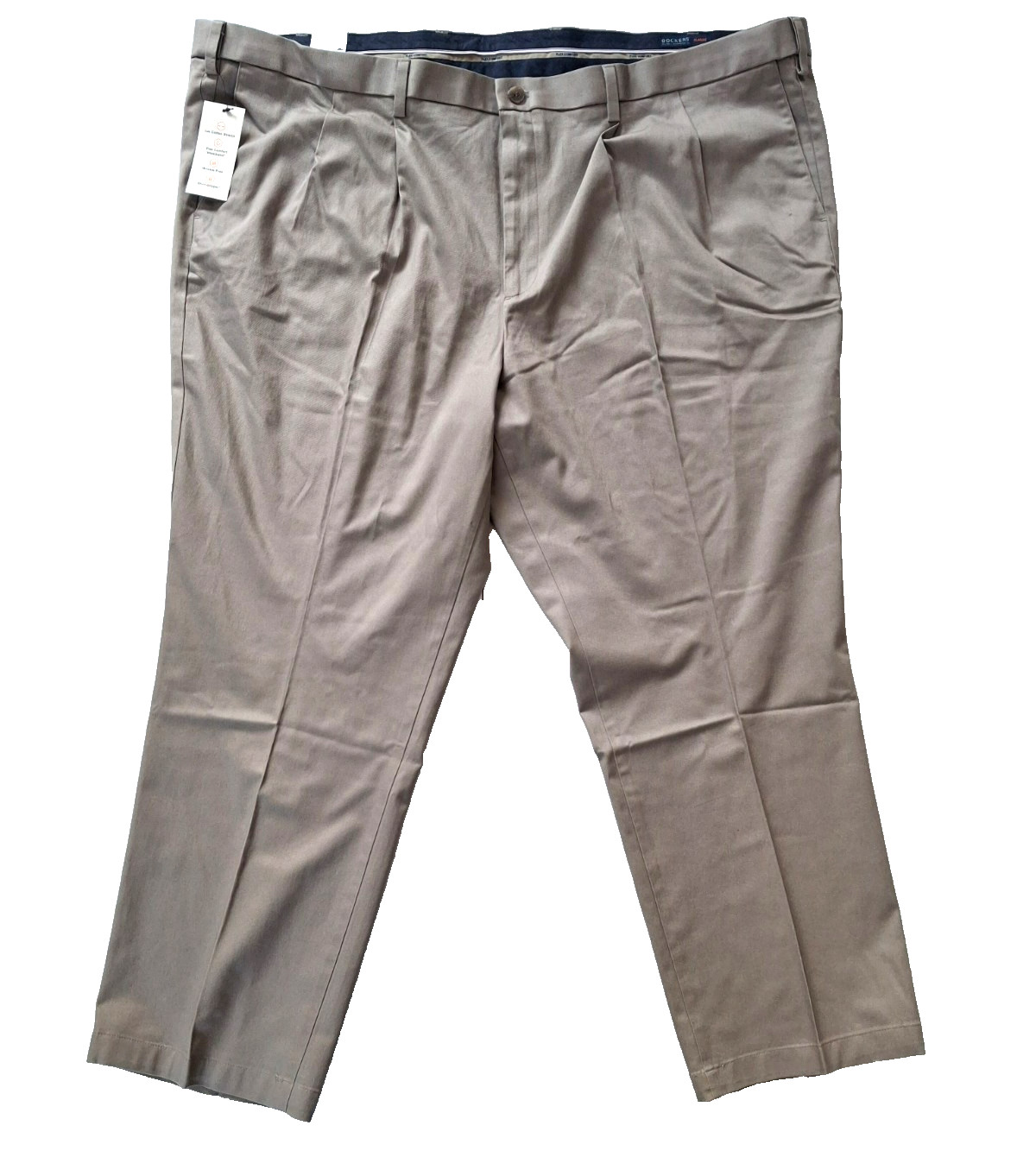 Dockers Pants 48 X 29 Big & Tall Light Khaki Classic Fit Pleated Flex Comfort