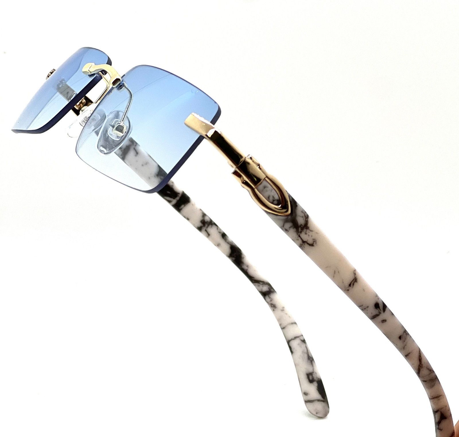 Mens Classy Style Wood Buff Retro 90s Hip Hop Rapper Gangster Rimless Sunglasses