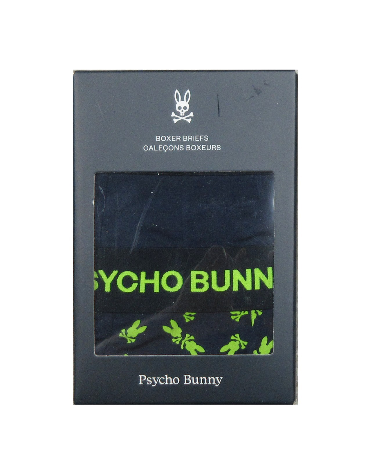 Psycho Bunny Men’s Navy-All Over Bunny Logo Boxer Briefs 2 Pack (M)