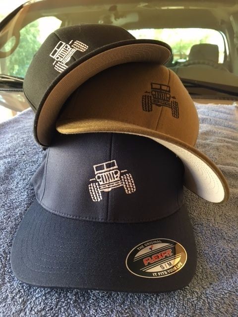Jeep 4X4 Off Road Wrangler Embroidered Flexfit Ball Cap Hat Black Olive or Navy