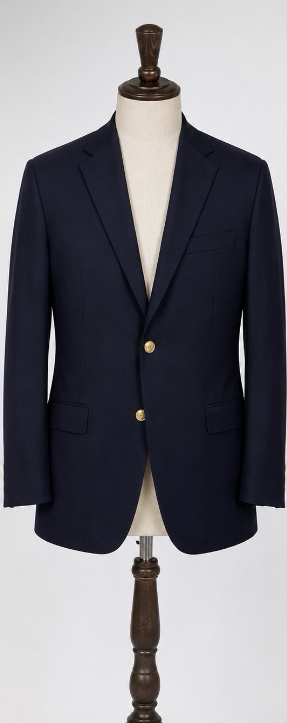 Lauren Ralph Lauren Mens Navy Blazer Gold Buttons Wool Sport Coat 46R