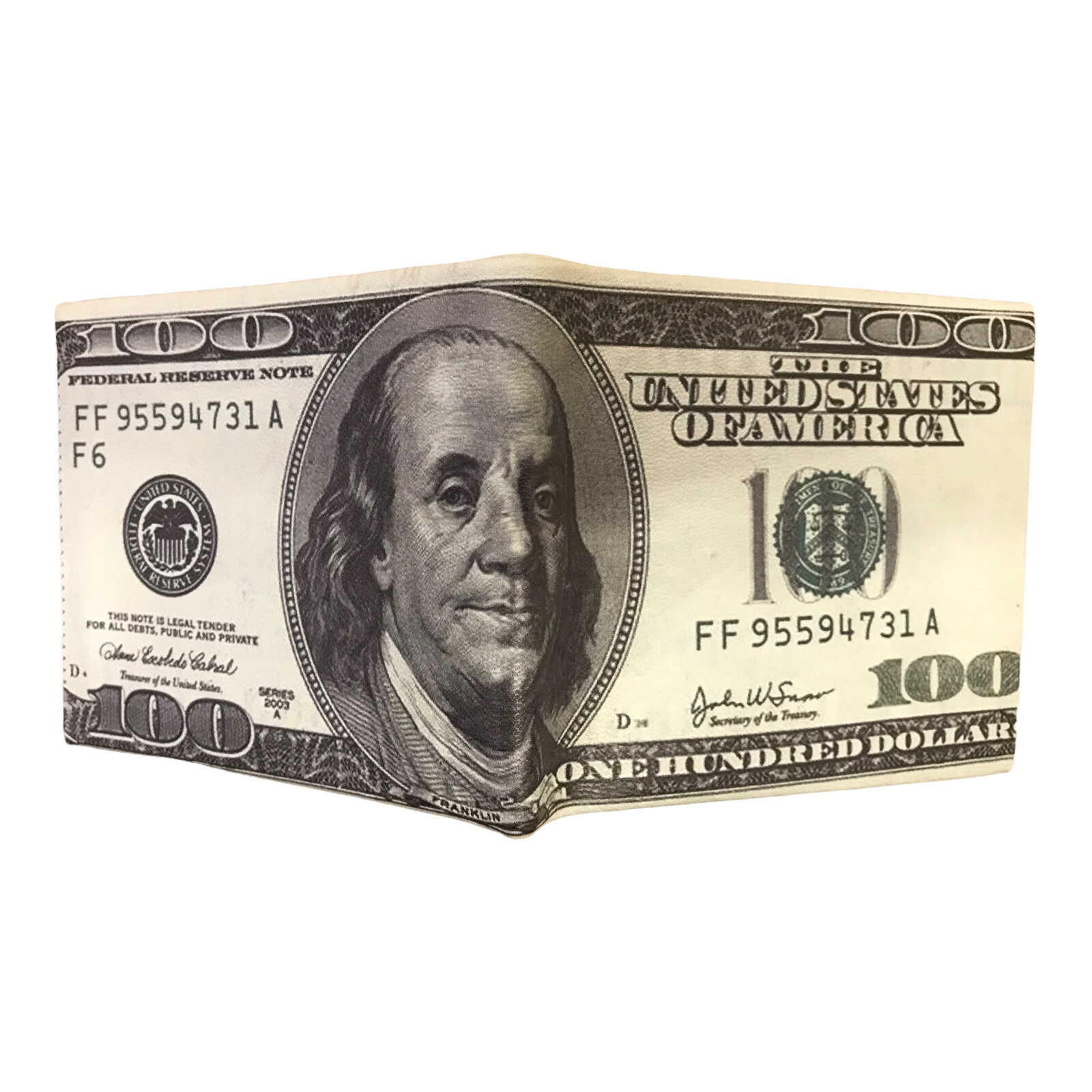 Benjamin Franklin 100 Dollar Bill Faux Leather Wallet