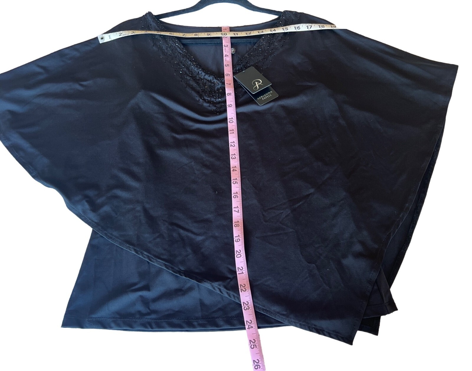 NWT Adrianna Papell Black Embellished V-Neck Top Womens Size S Polyester/Spandex