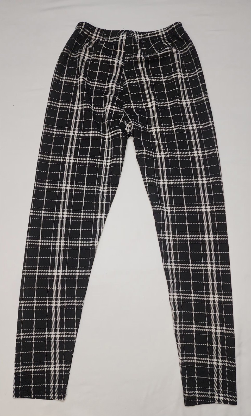 Shein Skinny High Rise Plaid Leggings Pant Black White Size S Checkered