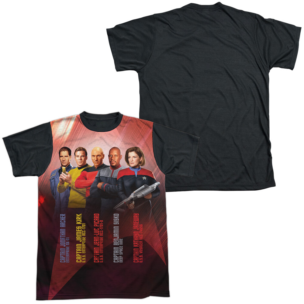 Star Trek Captains Adult Halloween Costume T Shirt (Black Back), S-3XL