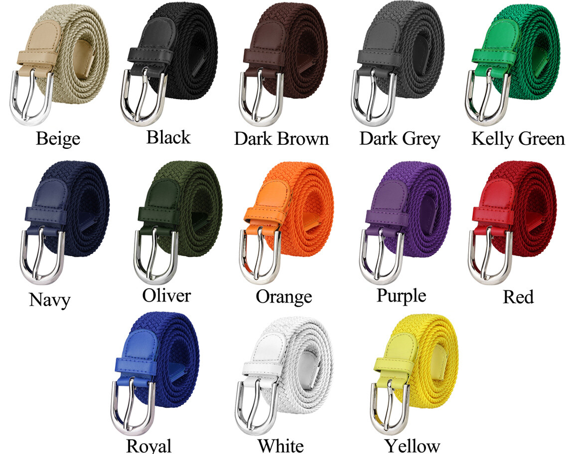 Falari Men Women Canvas Elastic Fabric Woven Casual Stretch Braided Belt