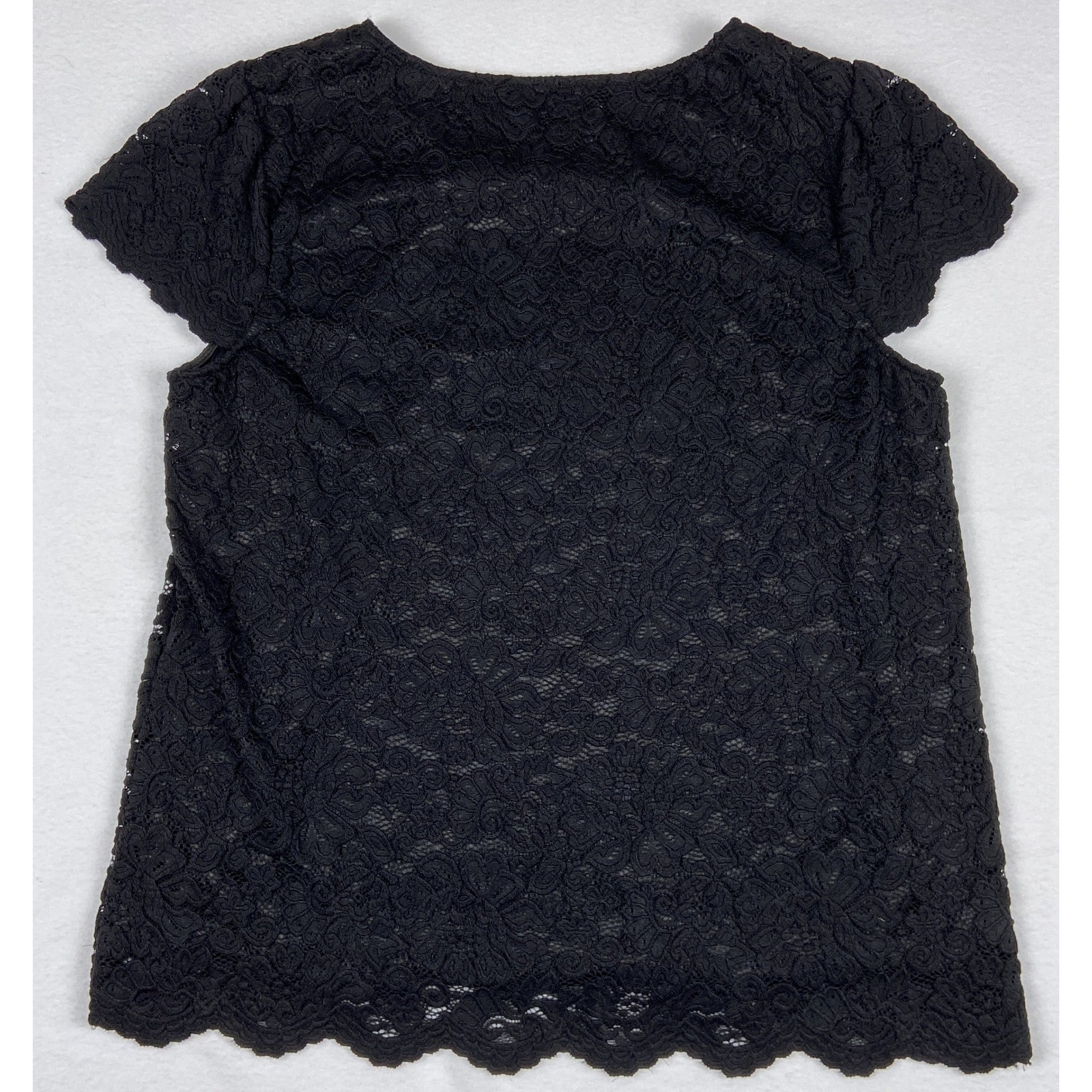 Philosophy Republic Clothing Black Floral Lace Cap Sleeve Blouse Top Medium