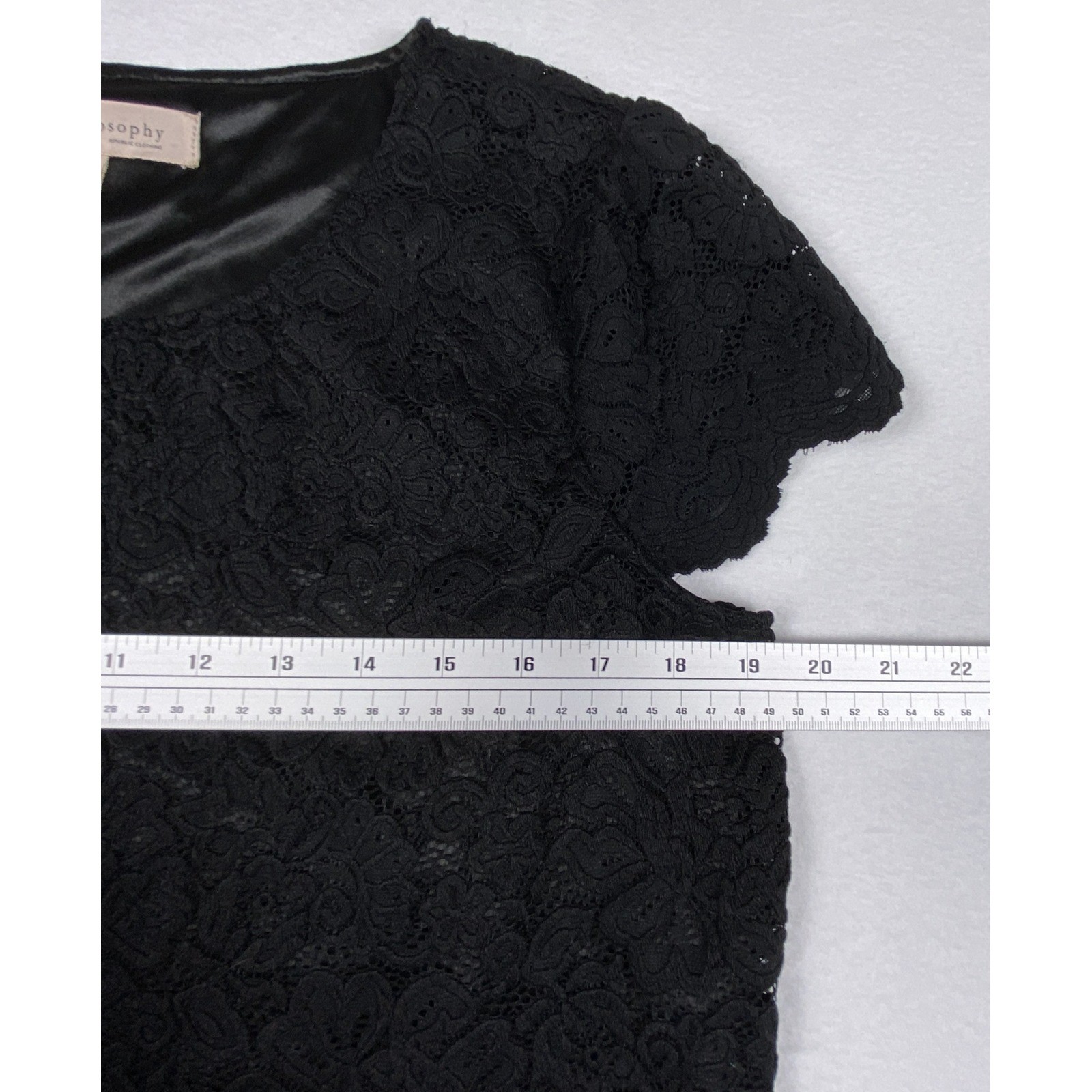 Philosophy Republic Clothing Black Floral Lace Cap Sleeve Blouse Top Medium