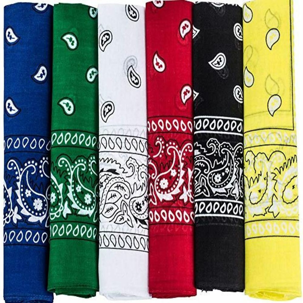 5 Extra Large Cotton Paisley Bandanas 27 x 27 Inches – Party and Decoration –