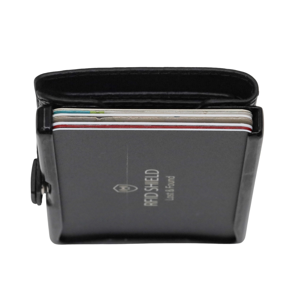 ZNAP RFID Blocking Slim Black Braided Leather Aluminum Wallet 8 Card Size
