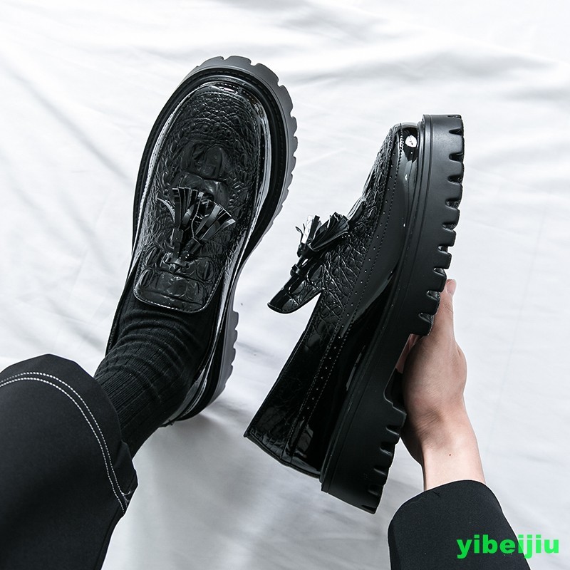 Men Loafers Dress Alligator Crocodile Leather Tassels Shoes Round Toe Oxford Man