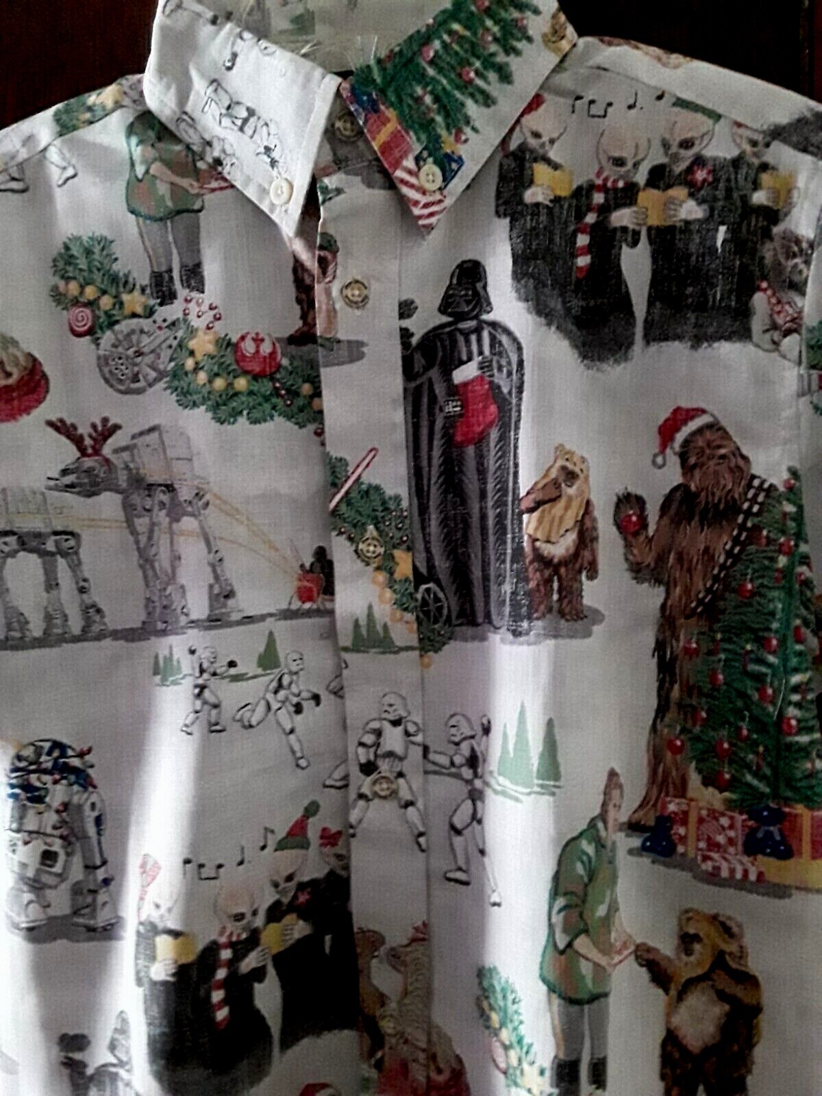 Reyn Spooner Boy’s A STAR WARS SITHMAS Christmas Glacier FB Large Shirt
