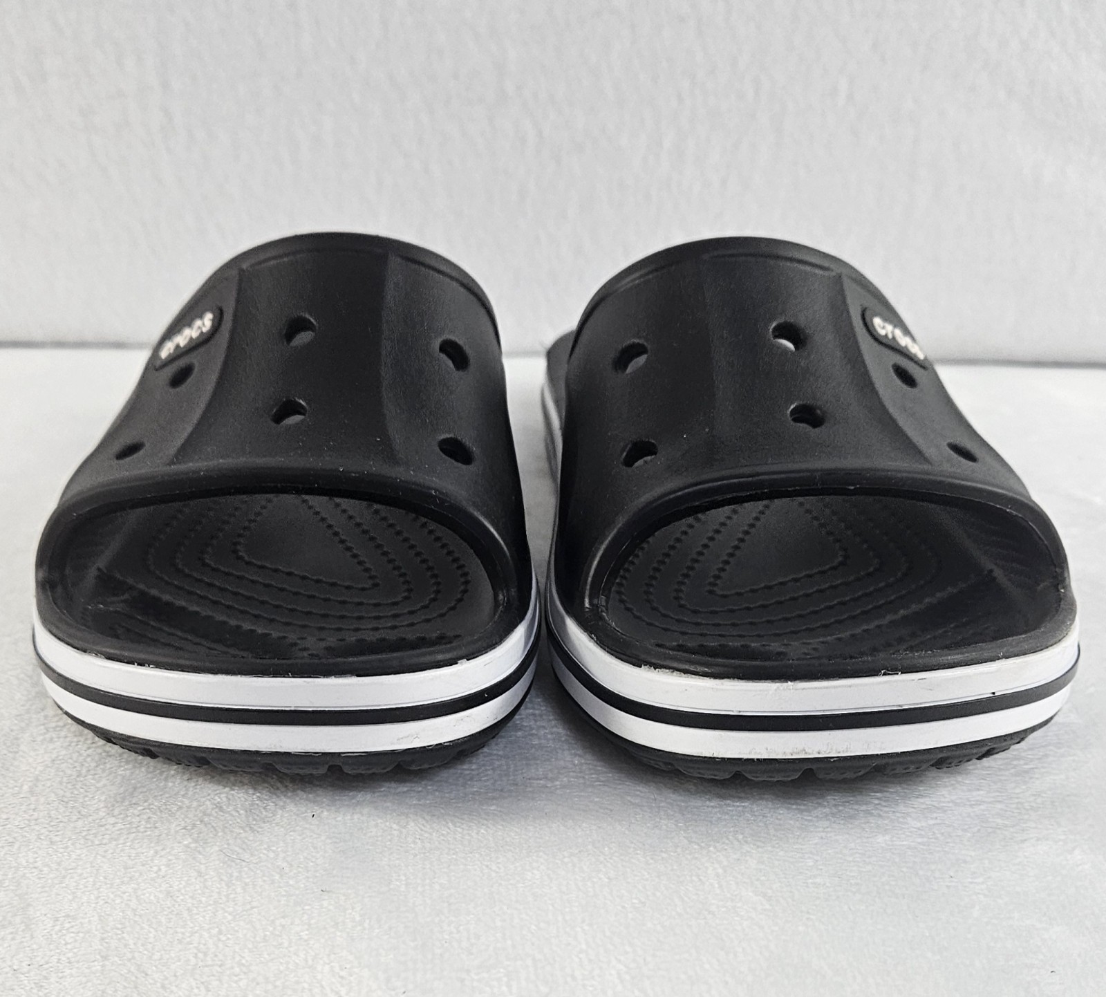 Crocs Unisex Bayaband Slide Sandals Black/White Water Friendly Womens 10 Mens 8