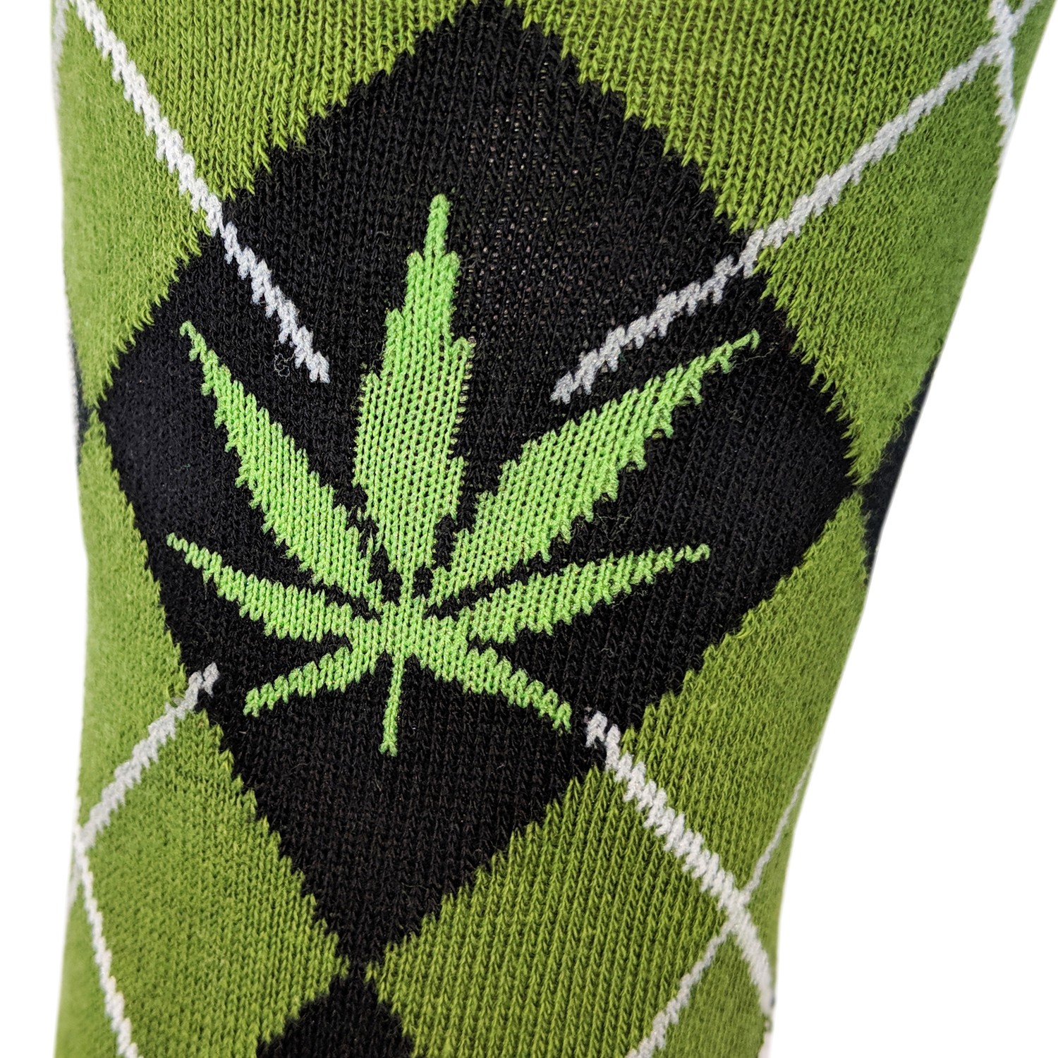 Mens Marijuana Pot Leaf Argyle Funny Sarcastic Adult Humor Graphic Novelty Socks