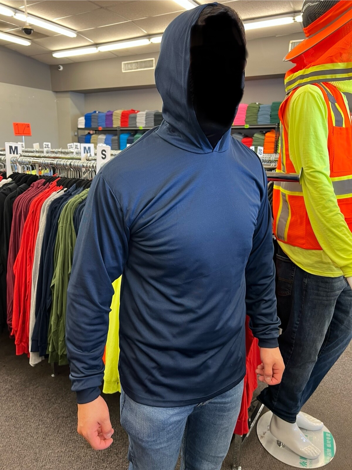 hoodie long sleeve t shirt 100% polyester for UV protection great for work