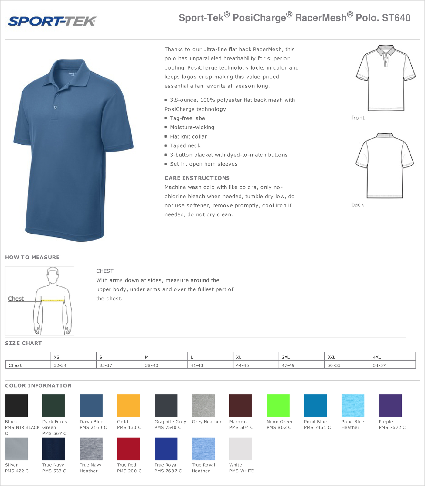 NEW Sport-Tek Mens Cool Dry Fit Wicking Performance Golf Polo T-Shirt ST640