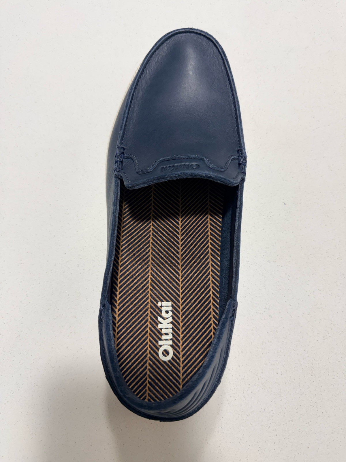 Olukai Men’s Kakaha Nia Leather Slip-On Shoes Mood Indigo Size 12 MSRP $140